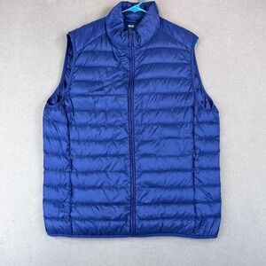 Uniqlo Vest Mens Large Blue Ultra Light Down Puffer Quilted Lightweight Outdoors